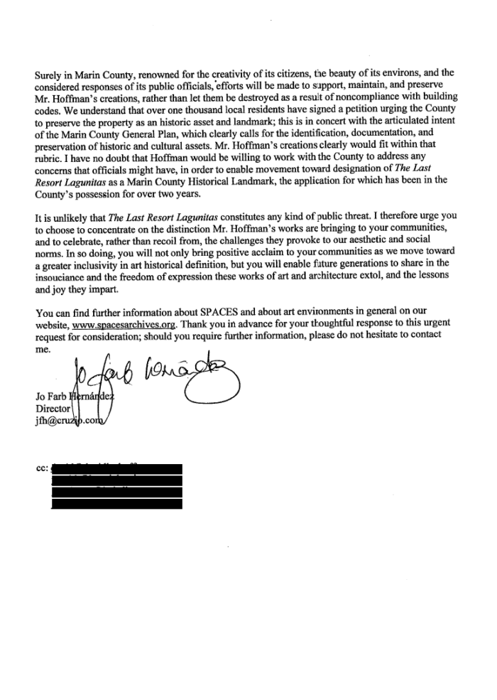 Jo Farb Hernandez Letter, January 12, 2015﻿